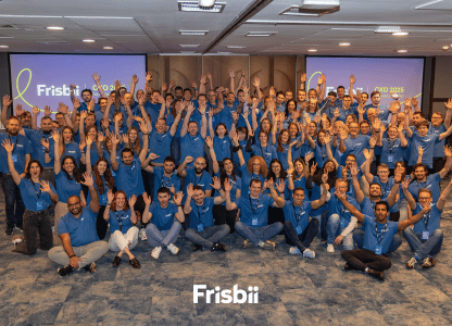 The Frisbii employees celebrating the new brand.