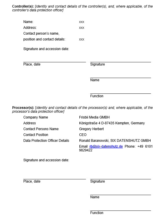 Data processing agreement Media 1