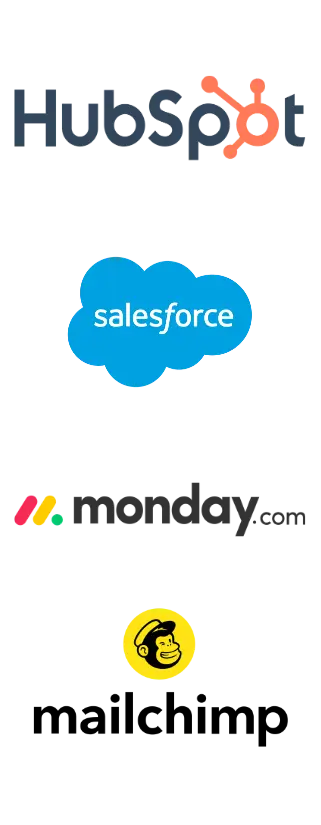 Hubspot, Salesforce, Monday.com, Mailchimp