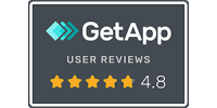 GetApp user review badge, 4,8 out of 5 stars