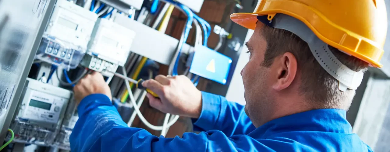 An electrician working